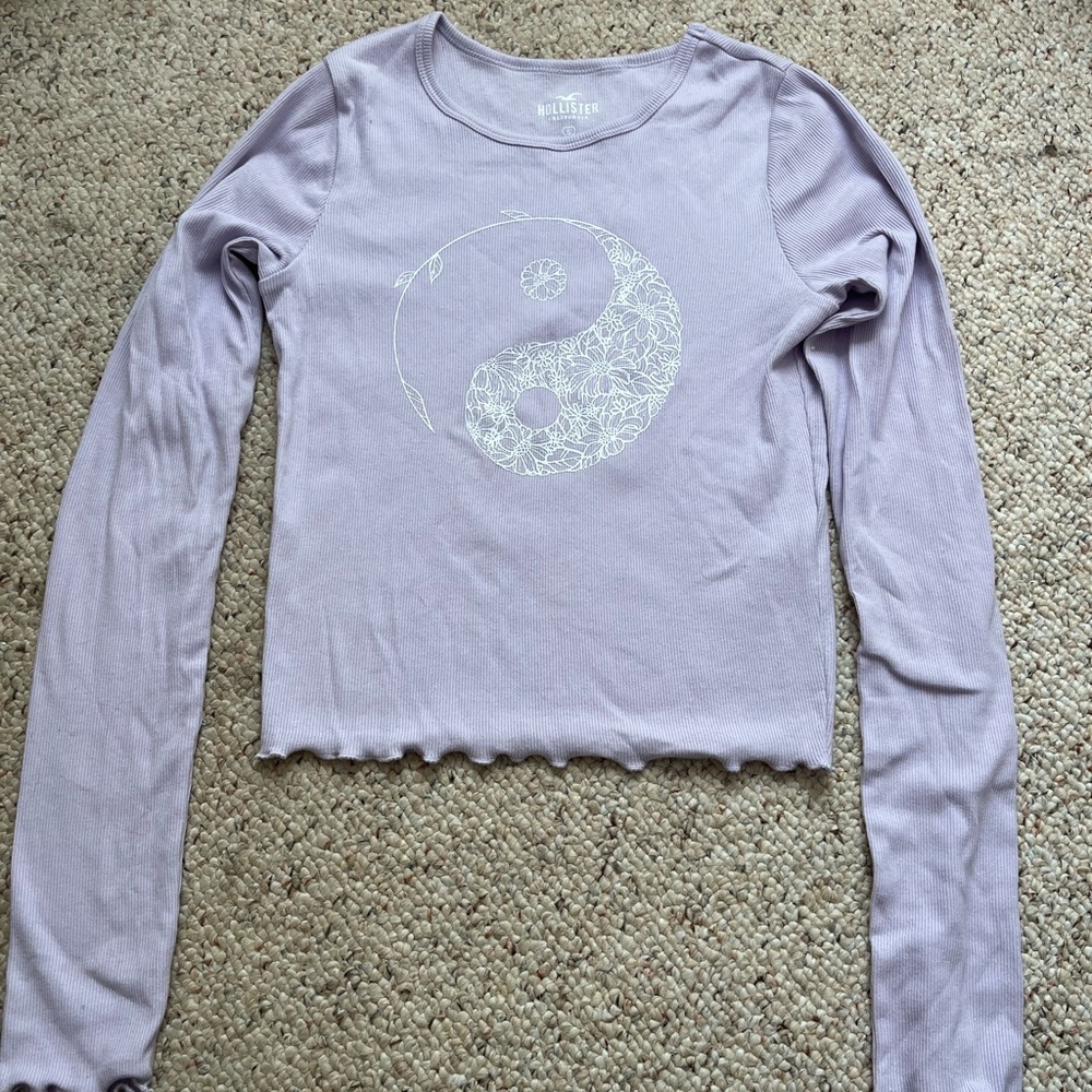 Lavender Yin Yang symbol long sleeve